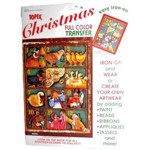 Topix Twelve Days Of Christmas Easy Iron-On Transfer Holiday Decor Vintage 90s